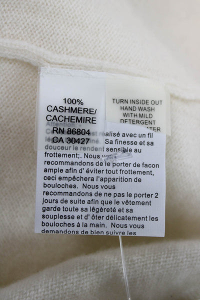 Magaschoni Womens Cashmere Pullover Sweater Ivory Short Sleeve Roundneck Size M