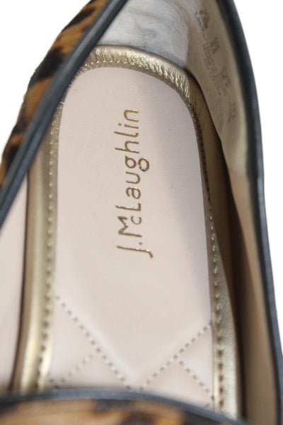 J. Mclaughlin Womens Animal Print Dillon Loafers Brown Size 6.5 Medium