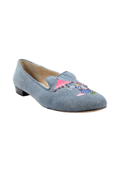 J. Mclaughlin Womens Denim Jax Embroidered Loafers Blue Size 7 Medium