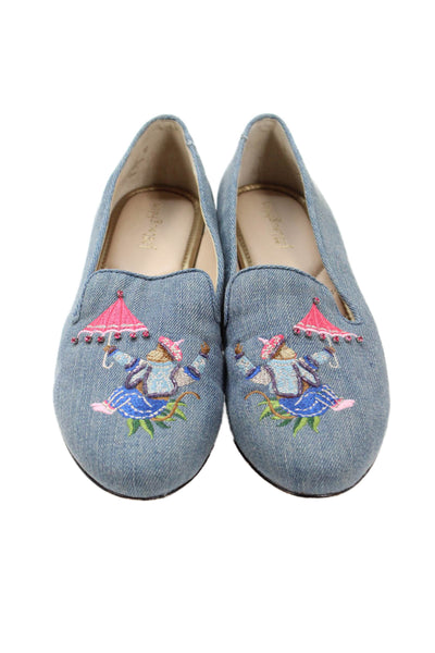 J. Mclaughlin Womens Denim Jax Embroidered Loafers Blue Size 7 Medium