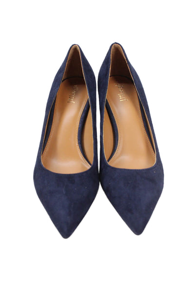 J. Mclaughlin Womens Suede Pointed Toe Pumps Navy Blue Size 7