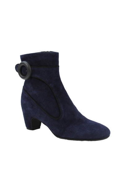 Pos Ole Rouge Womens Suede Belted Ankle Boots Navy Blue Size 37.5 7.5