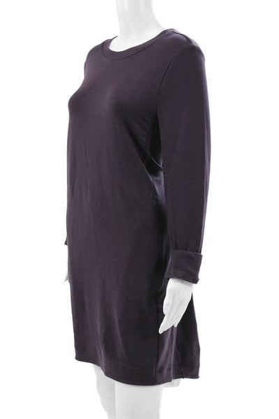 Athleta Women Purple T-Shirt Dress Long Sleeve Crew Neck Knee Length Size M