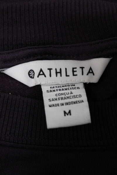 Athleta Women Purple T-Shirt Dress Long Sleeve Crew Neck Knee Length Size M