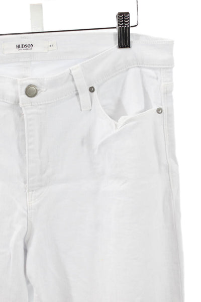 Hudson Womens Straight White High Rise Cotton Blend Jeans Size 31