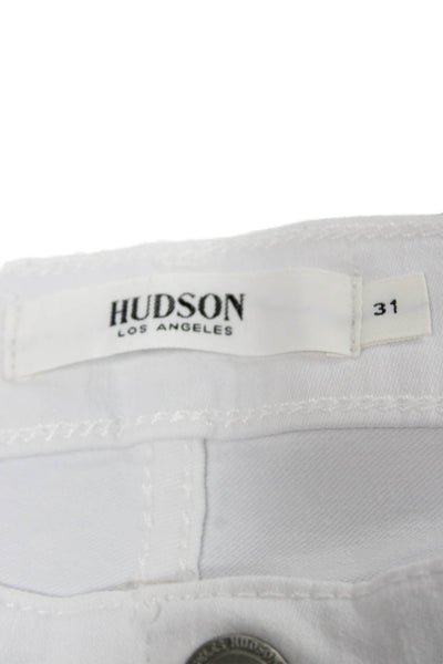 Hudson Womens Straight White High Rise Cotton Blend Jeans Size 31