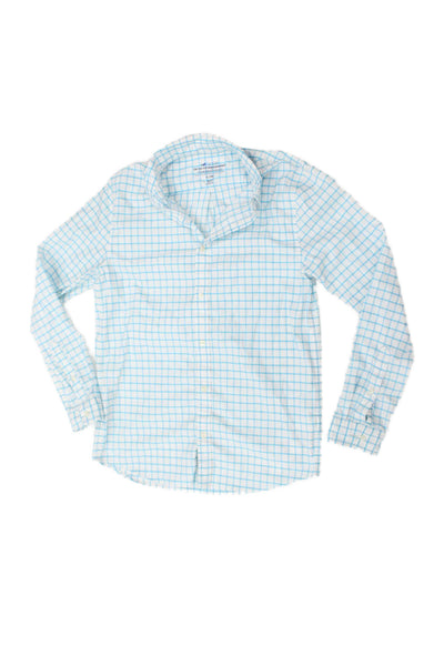 Vineyard Vines Childrens Boys Plaid Button Down Shirt White Blue Size 16