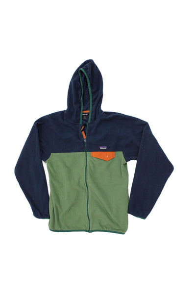 Patagonia Childrens Boys Fleece Full Zipper Hoodie Navy Blue Green Size 14