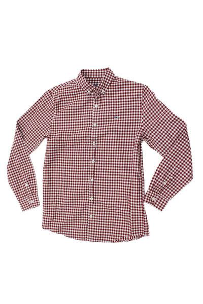 Vineyard Vines Childrens Boys Plaid Button Down Shirt Red White Cotton Size 16