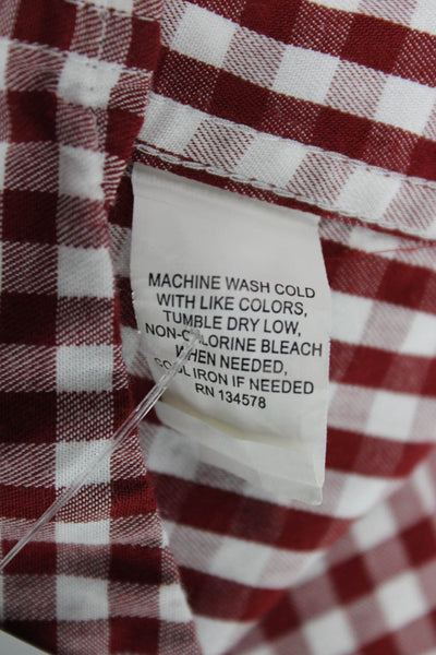 Vineyard Vines Childrens Boys Plaid Button Down Shirt Red White Cotton Size 16