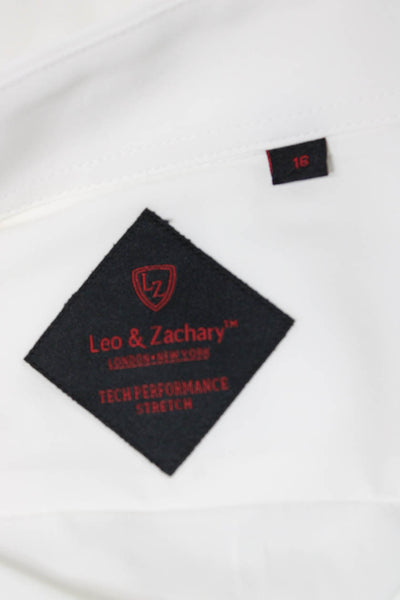 Leo & Zachary Childrens Boys Long Sleeves Button Down Shirt White Size 16