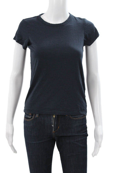 Rag & Bone Women Basic Blue Cotton Blend Crew Neck Short Sleeve T-Shirt Size XS