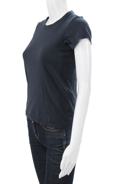 Rag & Bone Women Basic Blue Cotton Blend Crew Neck Short Sleeve T-Shirt Size XS