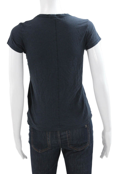 Rag & Bone Women Basic Blue Cotton Blend Crew Neck Short Sleeve T-Shirt Size XS