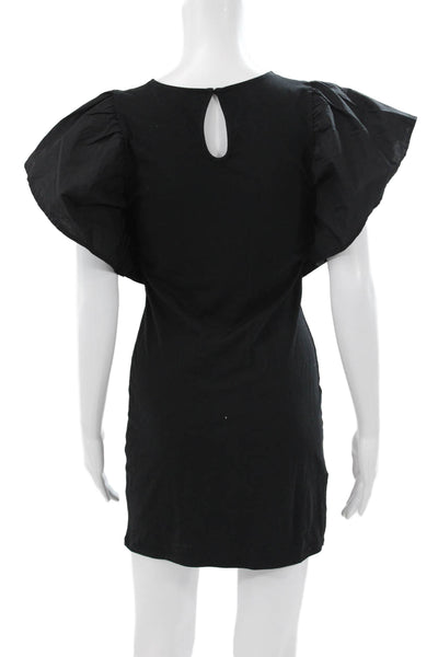 MNG Womens T-Shirt Dress Black Cotton Round Neck Short Sleeve Size 4