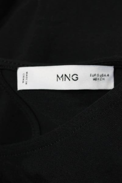 MNG Womens T-Shirt Dress Black Cotton Round Neck Short Sleeve Size 4