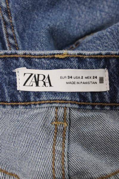 Zara Womens Bermuda Denim Shorts Blue Size 2