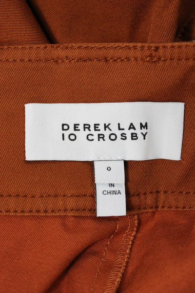 Derek Lam 10 Crosby Women Cargo Shorts Orange Cotton Blend Buckle Size 0