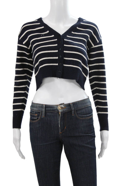 Zara Womens Blue Striped V Neck Viscose Cardigan Long Sleeve Size S