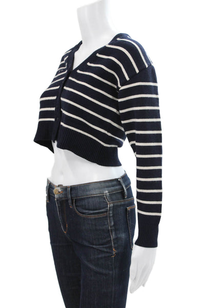 Zara Womens Blue Striped V Neck Viscose Cardigan Long Sleeve Size S