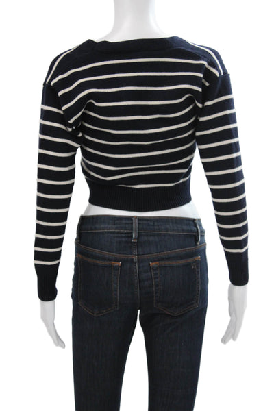 Zara Womens Blue Striped V Neck Viscose Cardigan Long Sleeve Size S