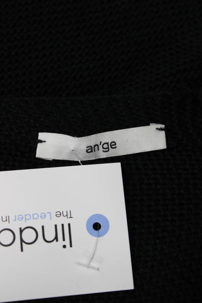 Ange Women Cardigan Black Acrylic 3/4 Sleeve Solid Size One Size