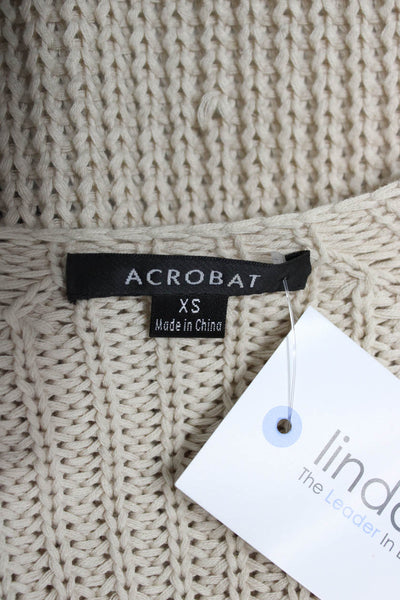 Acrobat Womens Cardigan Beige Cotton V Neck Long Sleeve Size XS