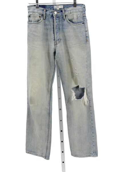 Re/Done Women Straight Jeans Blue Cotton Mid Rise Inseam 28 Size 25