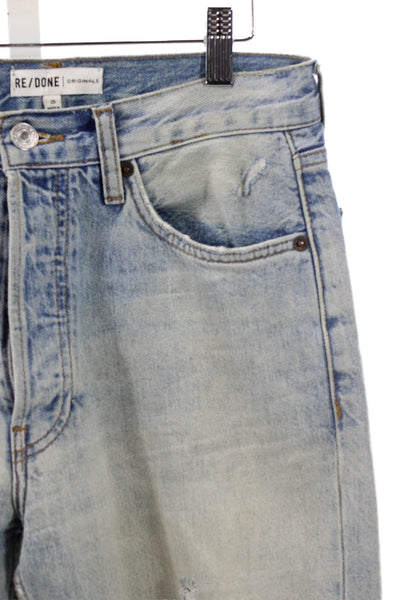 Re/Done Women Straight Jeans Blue Cotton Mid Rise Inseam 28 Size 25
