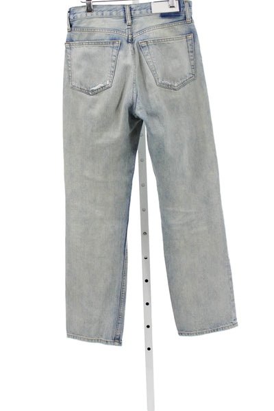 Re/Done Women Straight Jeans Blue Cotton Mid Rise Inseam 28 Size 25