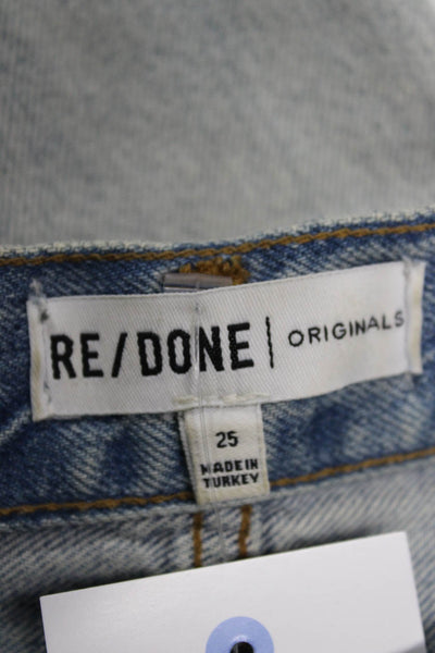 Re/Done Women Straight Jeans Blue Cotton Mid Rise Inseam 28 Size 25