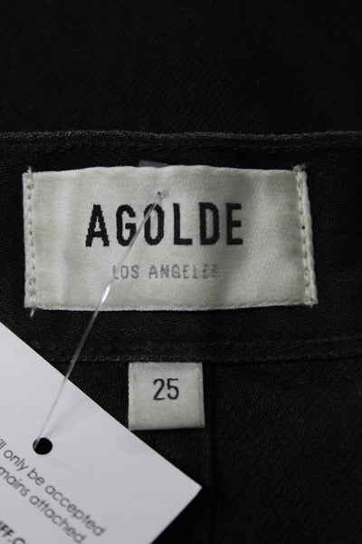 Agolde Womens Straight Jeans Black Mid Rise Cotton Button Size 25