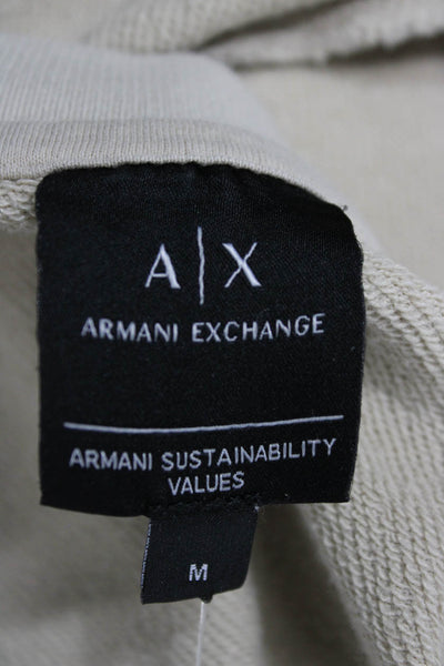 Armani Exchange Mens Pullover Sweatshirt Beige Cotton Crewneck Size M
