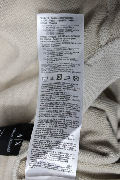 Armani Exchange Mens Pullover Sweatshirt Beige Cotton Crewneck Size M