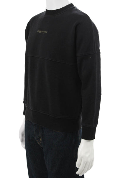 Armani Exchange Men's Pullover Sweatshirt Black Cotton Blend Size S