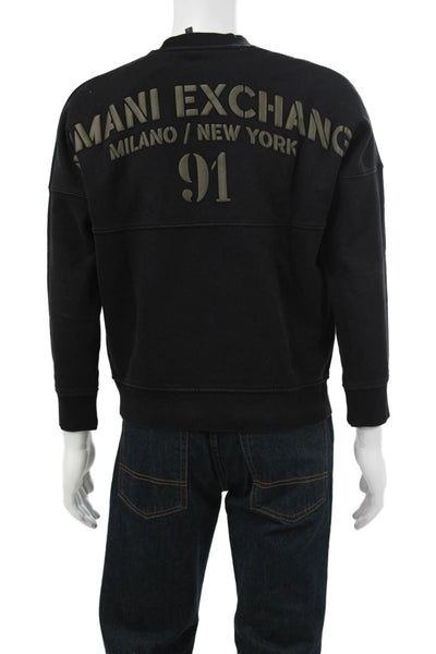 Armani Exchange Men's Pullover Sweatshirt Black Cotton Blend Size S