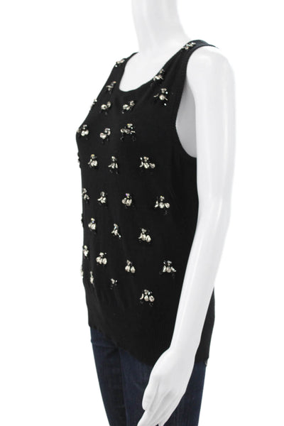 Badgley Mischka Women Black Silk Blend Scoop Neck Sleeveless Tank Size M