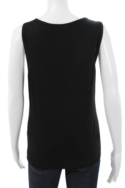 Badgley Mischka Women Black Silk Blend Scoop Neck Sleeveless Tank Size M