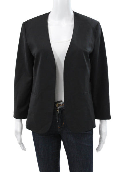Theory Womens Black Basic Jacket 3/4 Sleeve Wool Blend Size 8