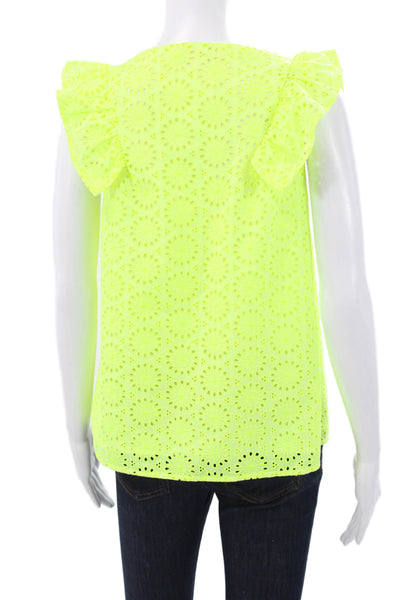 Lilly Pulitzer Womens Yellow Floral V-Neck Sleeveless Basic Blouse Size S