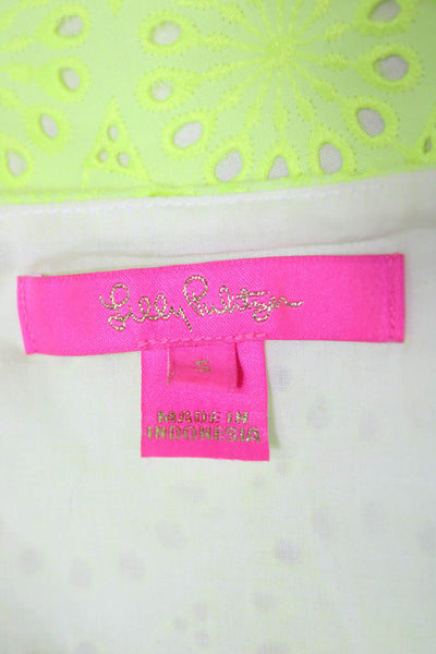 Lilly Pulitzer Womens Yellow Floral V-Neck Sleeveless Basic Blouse Size S