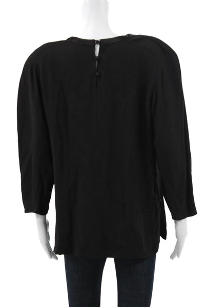 Louis Feraud Women Black Viscose Tunic Blouse 3/4 Sleeve Size 14