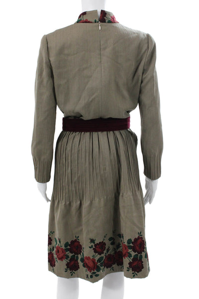 Carolina Herrera Womens Sheath Dress Brown Mock Neck Long Sleeve Midi Size 8