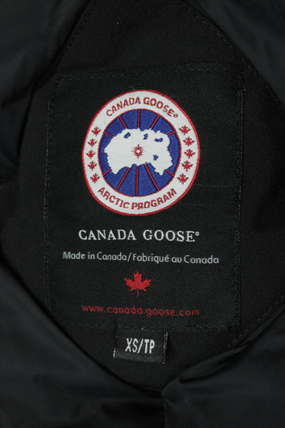 Canada Goose Unisex Parka Black Zip Polyester Long Sleeve Size XS