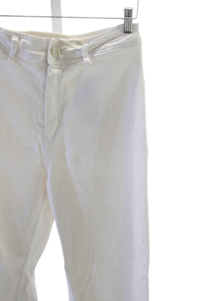 Zara Womens Wide Leg Jeans White Cotton High Rise Size 6