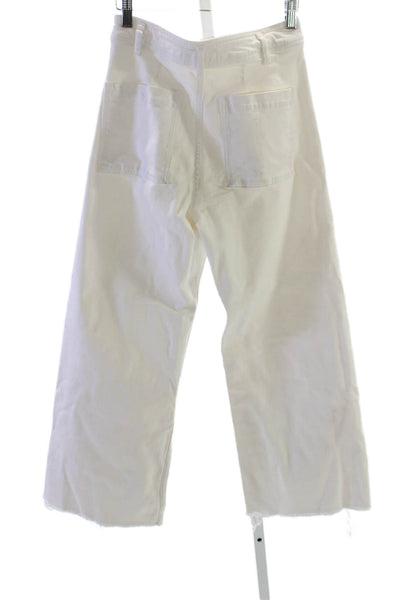 Zara Womens Wide Leg Jeans White Cotton High Rise Size 6