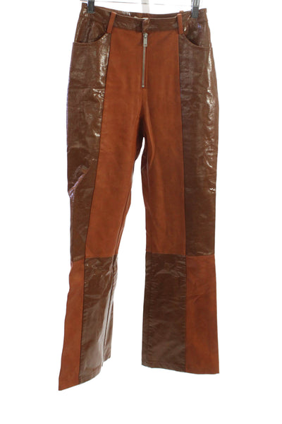 Avec Les Filles Women Dress Pants Brown Polyurethane Zip Size 4