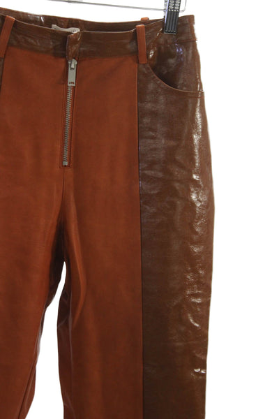 Avec Les Filles Women Dress Pants Brown Polyurethane Zip Size 4