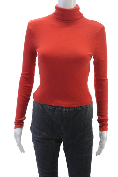 Madewell Womens Cropped Turtleneck Tee Red Long Sleeve Size S