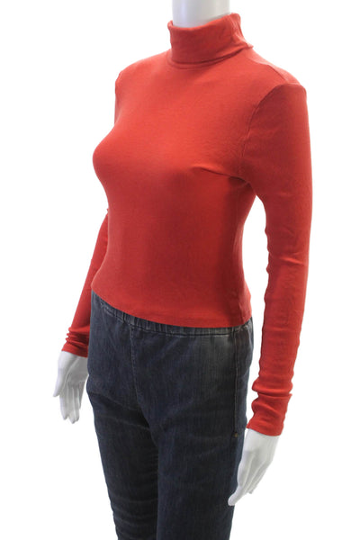 Madewell Womens Cropped Turtleneck Tee Red Long Sleeve Size S